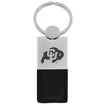 Modern Leather and Metal Keychain - Colorado Buffaloes