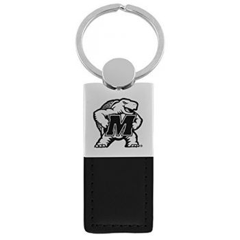 Modern Leather and Metal Keychain - Maryland Terrapins