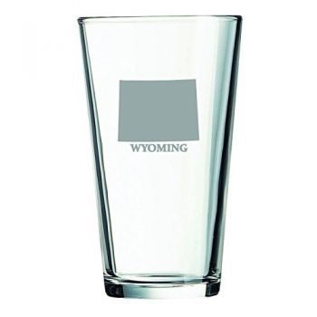 16 oz Pint Glass  - Wyoming State Outline - Wyoming State Outline