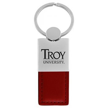 Modern Leather and Metal Keychain - Troy Trojans