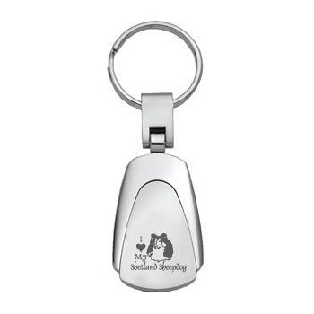 Teardrop Shaped Keychain Fob  - I Love My Shetland Sheepdog
