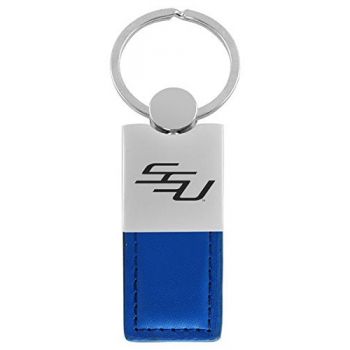 Modern Leather and Metal Keychain - Savannah State Tigers