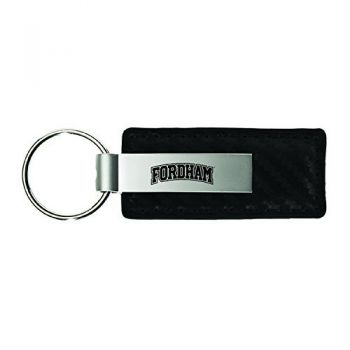 Carbon Fiber Styled Leather and Metal Keychain - Fordham Rams