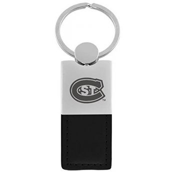 Modern Leather and Metal Keychain - St. Cloud State Huskies