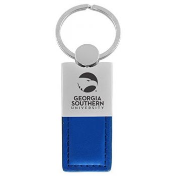 Modern Leather and Metal Keychain - Georgia Southern Eagles