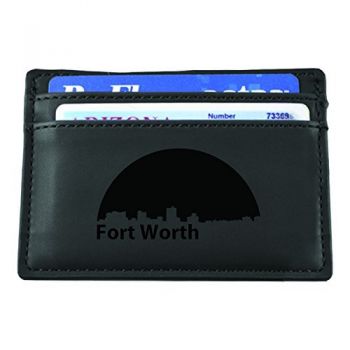 Slim Wallet with Money Clip - Fort Worth City Skyline