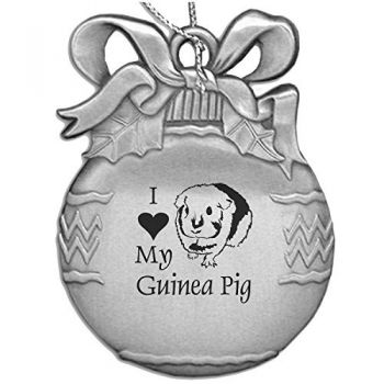 Pewter Christmas Bulb Ornament  - I Love My Guinea Pig