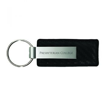 Carbon Fiber Styled Leather and Metal Keychain - Presbyterian Blue Hose