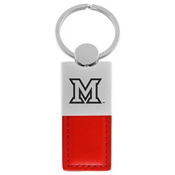 Modern Leather and Metal Keychain - Miami RedHawks