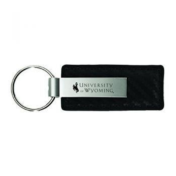 Carbon Fiber Styled Leather and Metal Keychain - Wyoming Cowboys