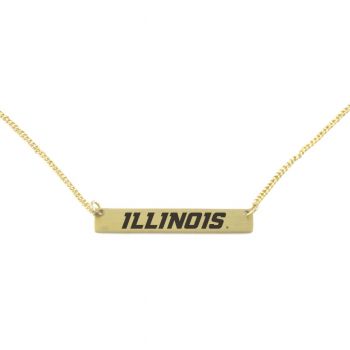 Brass Bar Necklace - Illinois Fighting Illini
