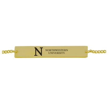 Brass Bar Bracelet - Northwestern Wildcats