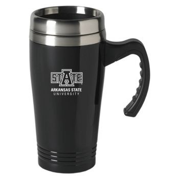 16 oz Stainless Steel Coffee Mug with handle - Arkansas State Red Wolves